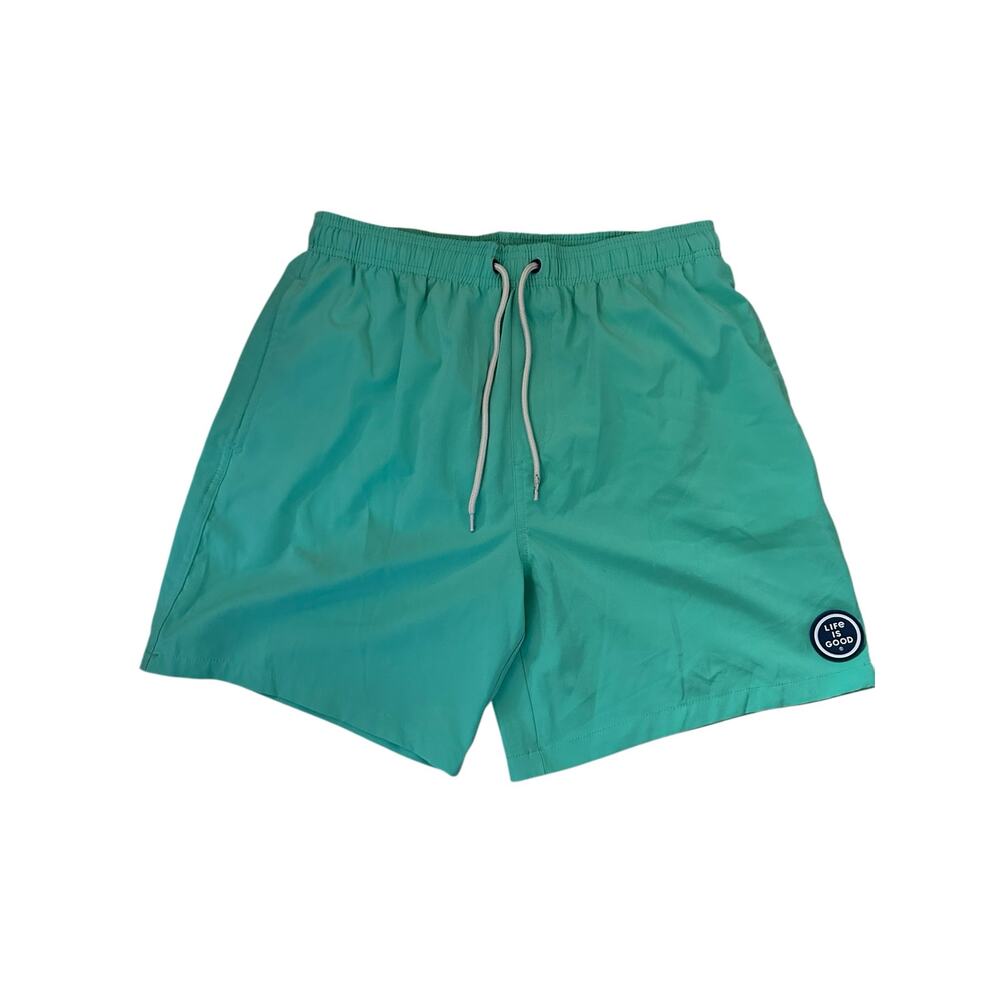 Life is Good Men’s Swim Trunks Teal Green Size S BeachReady CoastalStyle Vacay